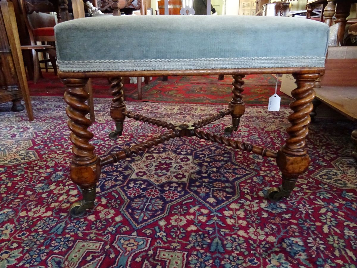 19th century mahogany footstool, T Seddon, London